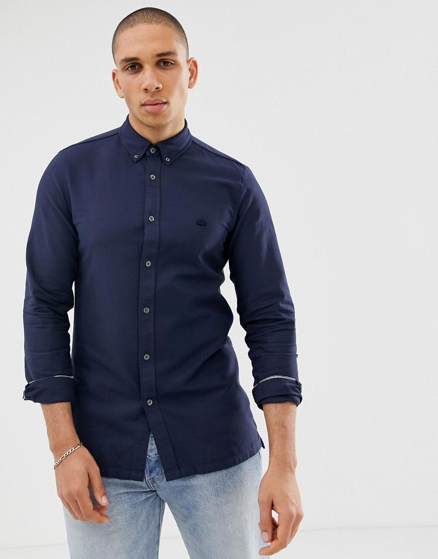 Lacoste – Skjorta med smal passform och logga-Marinblå