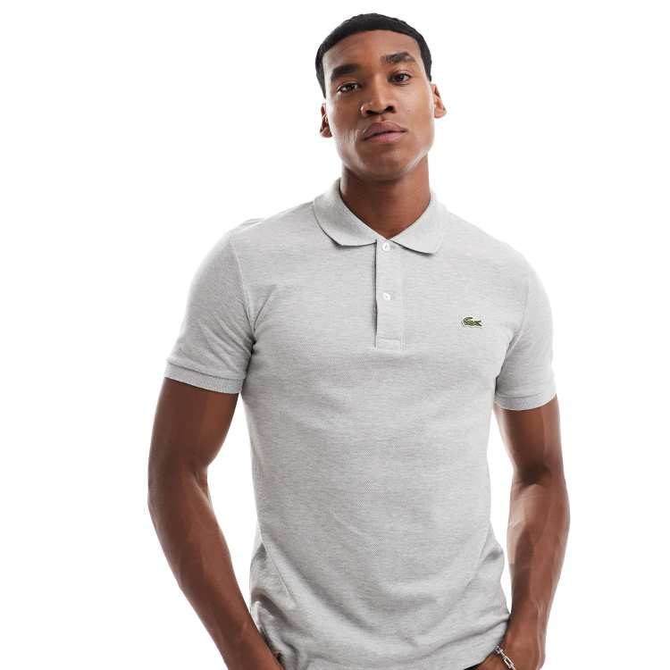 Lacoste slim fit logo pique polo in grey marl ASOS