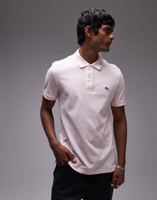 Lacoste slim fit logo pique polo in pink