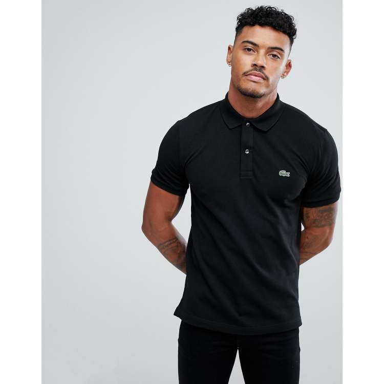 Lacoste slim fit logo polo shirt in black | ASOS