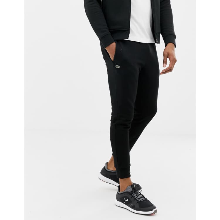 Lacoste slim fit logo sweat joggers in black