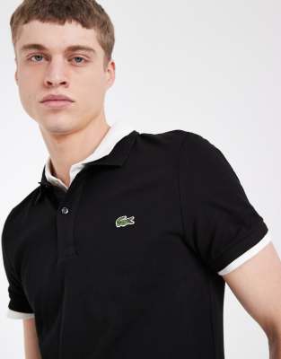 Lacoste slim fit pique polo in black | ASOS