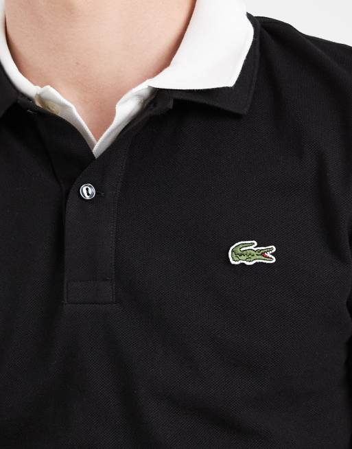 Lacoste slim fit pique polo in black, 2 of 5