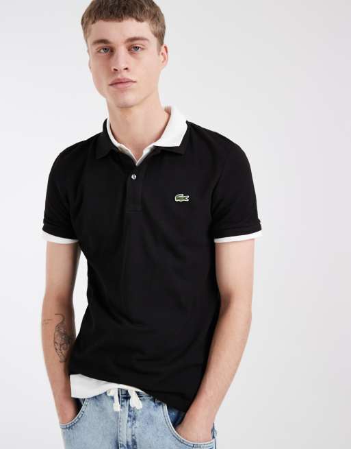 Lacoste slim fit pique polo in black, 5 of 5