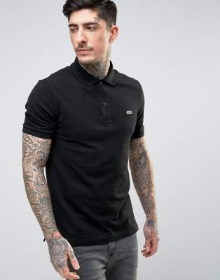 lacoste slim fit polo black