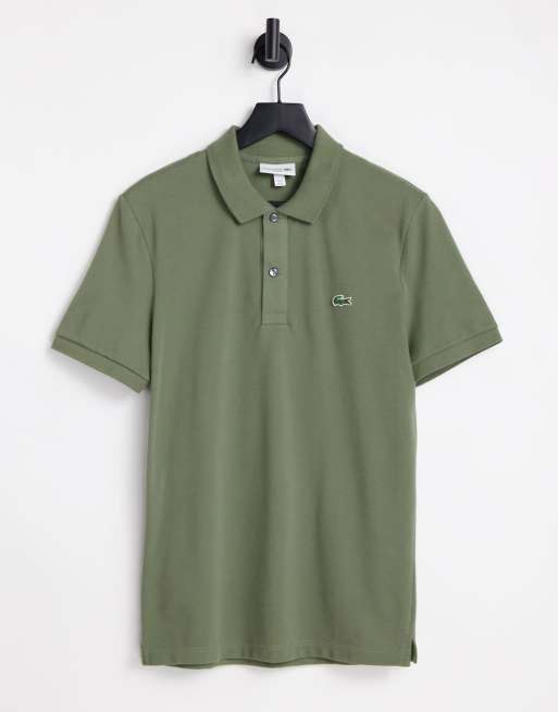 Lacoste Slim fit piqu polo in khaki