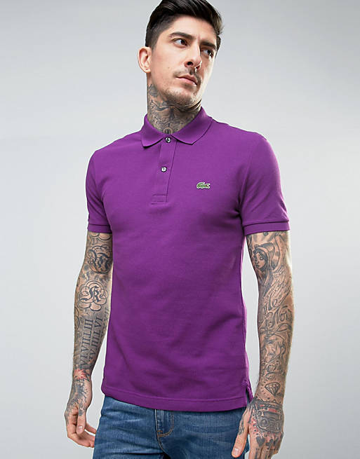Lacoste Slim Fit Pique Polo in Purple
