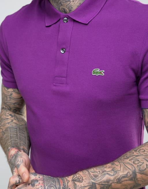 Lacoste Slim Fit Pique Polo in Purple