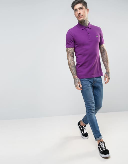 Lacoste Slim Fit Pique Polo in Purple