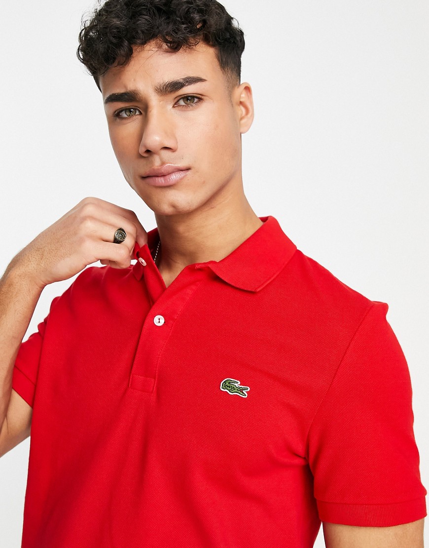 Lacoste Slim Fit Pique Polo In Red