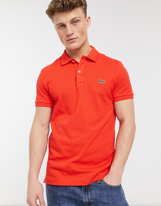 Lacoste slim fit pique polo in red