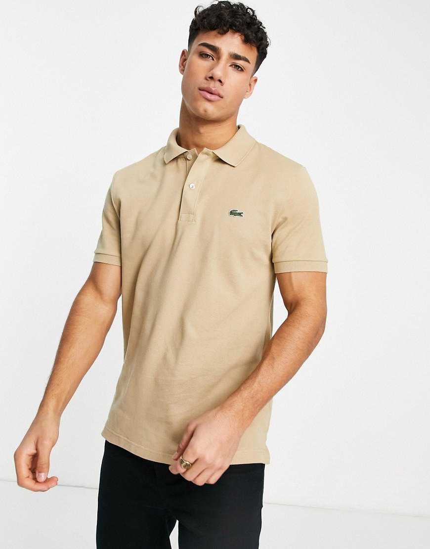 Lacoste Slim Fit Pique Polo In Stone-Neutral