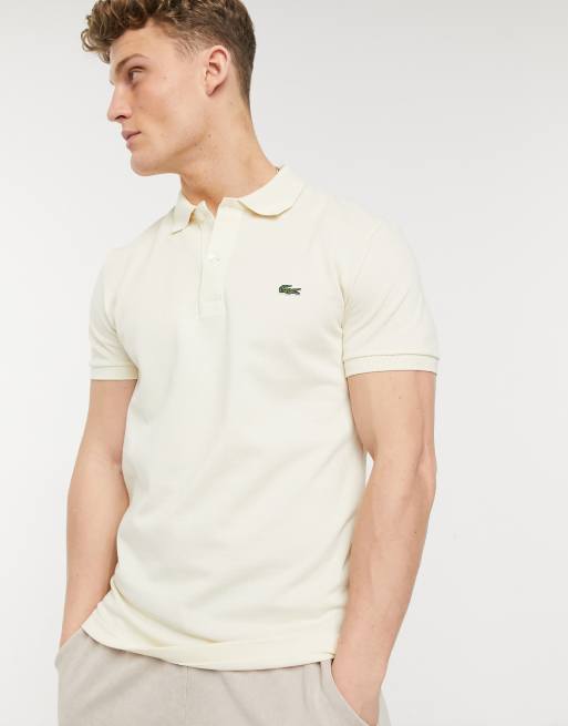 Lacoste cream 2025 pique polo shirt