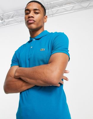 Lacoste slim fit pique polo in teal