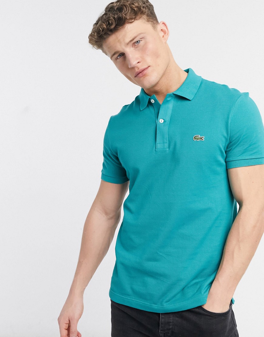 LACOSTE SLIM FIT PIQUE POLO IN TEAL-BLUES,PH4012 F5T