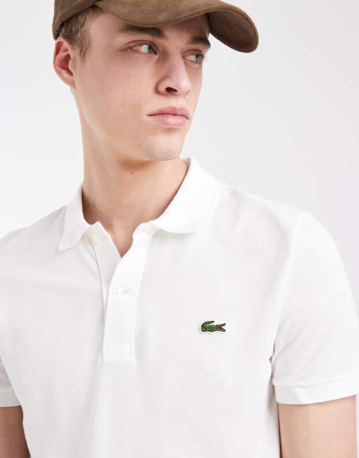 Lacoste slim fit pique polo in white, 5 of 5