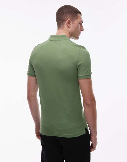 Lacoste slim fit polo in mid green, 3 of 5