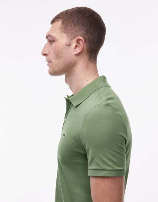 Lacoste slim fit polo in mid green, 4 of 5