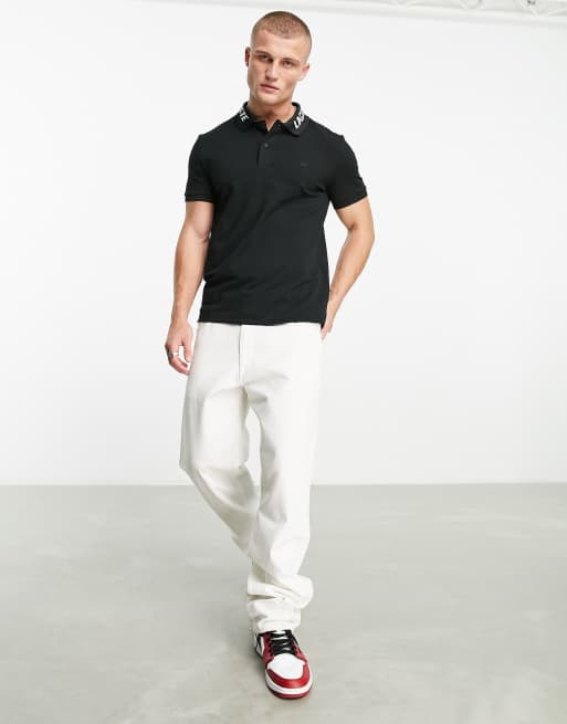 Black polo shirt outlet white collar