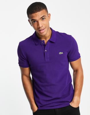 Lacoste slim fit polo shirt in petit pique-Purple