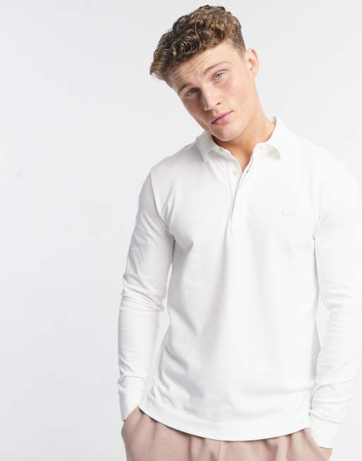 Lacoste - Slim-fit poloshirt met lange mouwen van piqué in wit