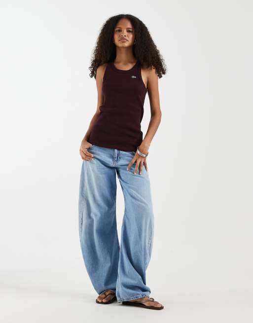 Lacoste Slim-Fit-Ripp-Top aus Baumwolle in Burgunderrot, 2 von 4