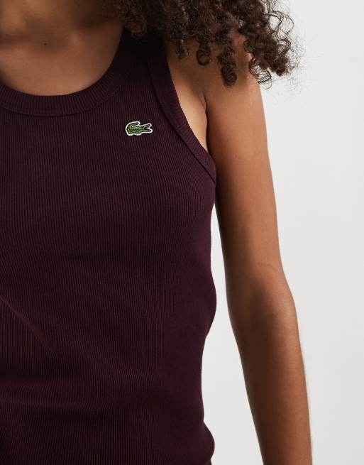 Lacoste Slim-Fit-Ripp-Top aus Baumwolle in Burgunderrot, 3 von 4