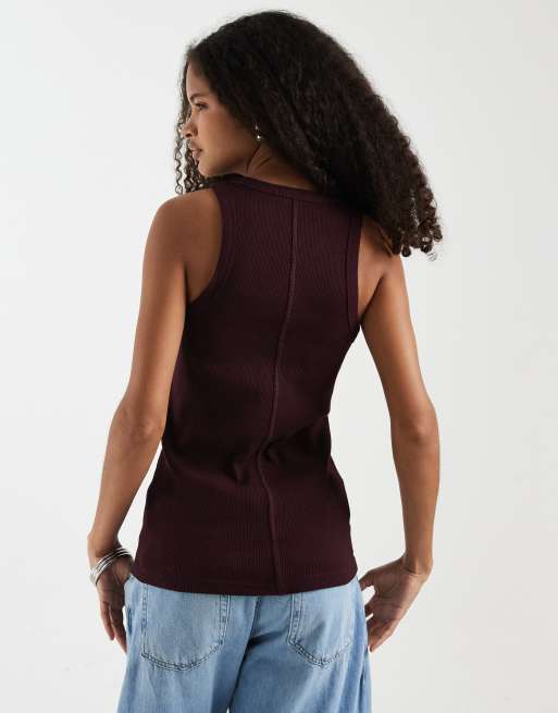 Lacoste Slim-Fit-Ripp-Top aus Baumwolle in Burgunderrot, 4 von 4