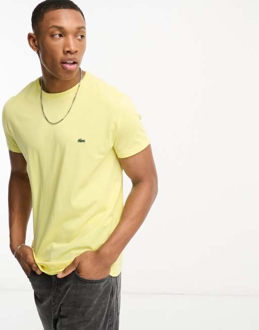 Lacoste slim fit T shirt in pastel yellow with chest logo