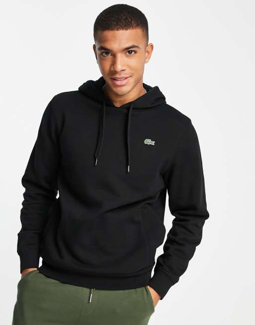 Lacoste small croc logo hoodie in black