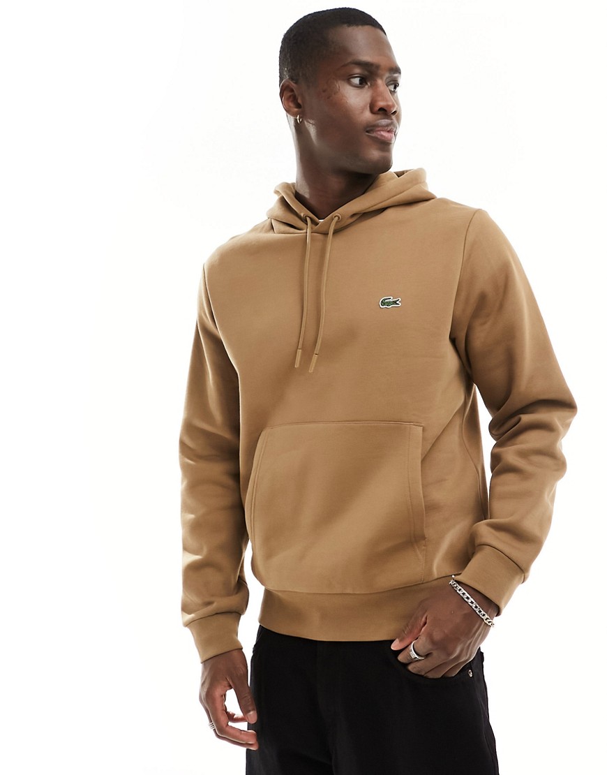 Lacoste small croc logo hoodie in brown
