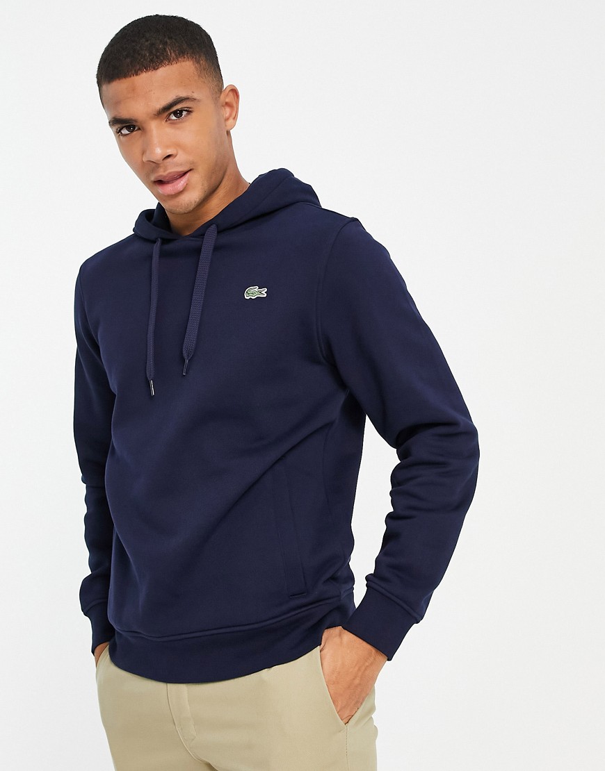 Lacoste small croc logo hoodie in navy