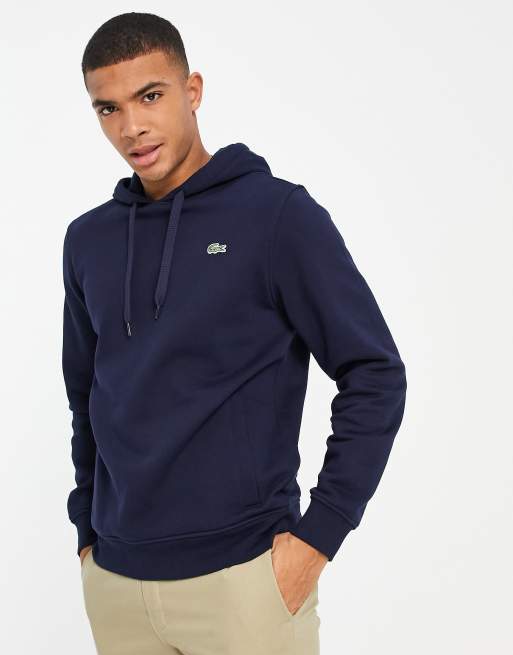 Lacoste small croc logo hoodie in navy | ASOS