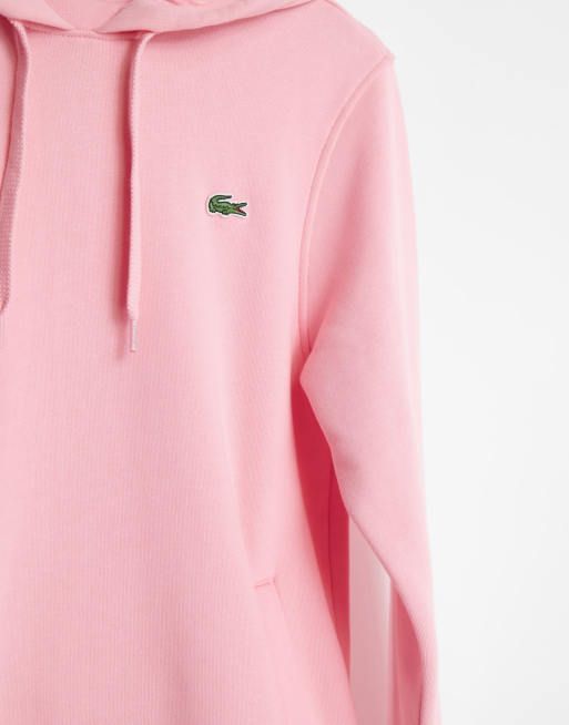 Lacoste small logo overhead hooded sweat in pink