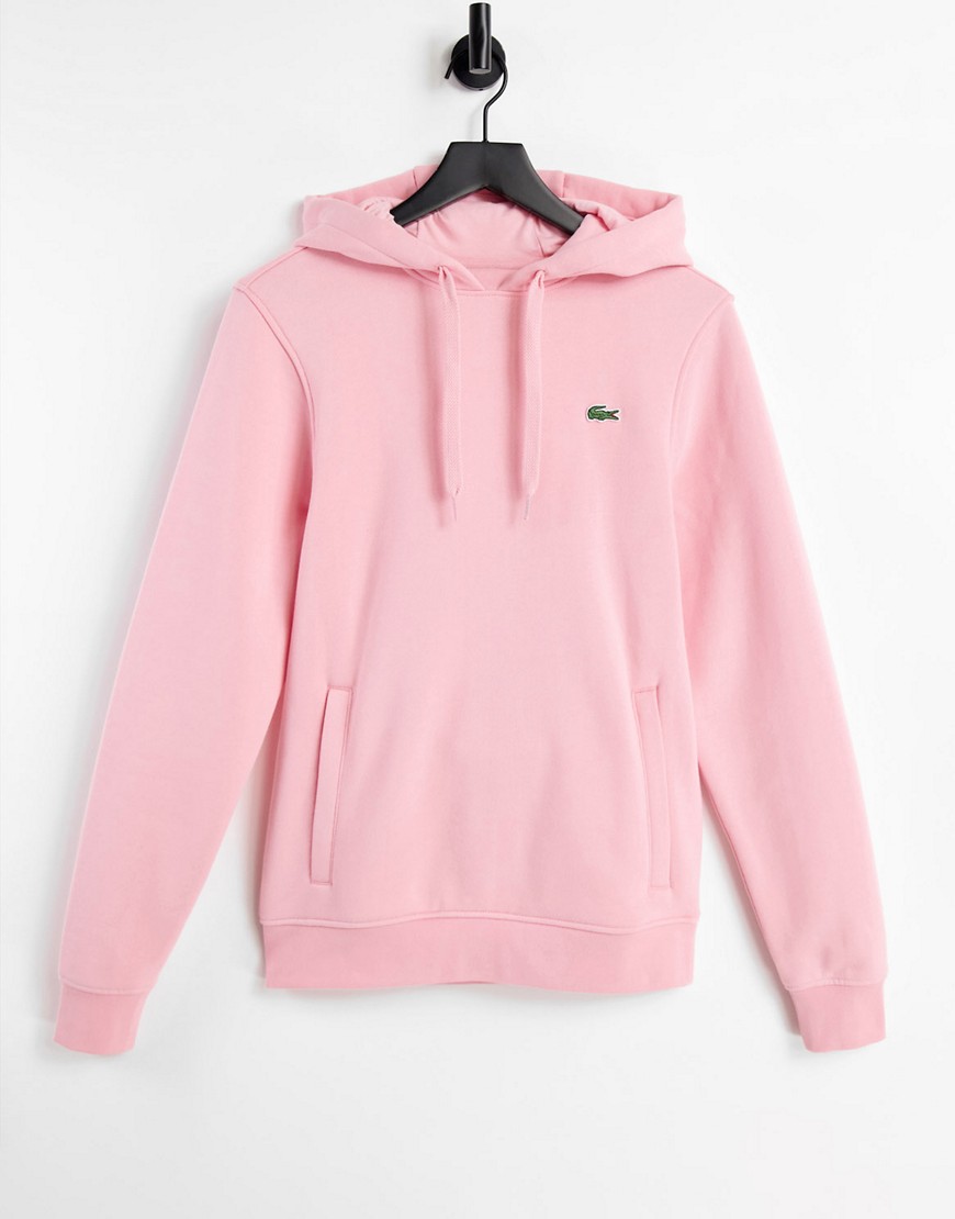 Lacoste small logo overhead hooded sweatshirt in pink