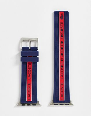 Lacoste smart watch strap in navy and red