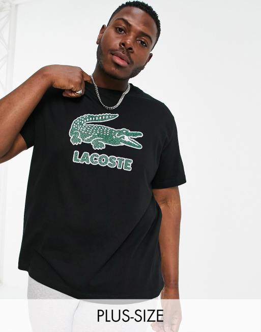 Lacoste smashed croc chest logo t shirt in black ASOS