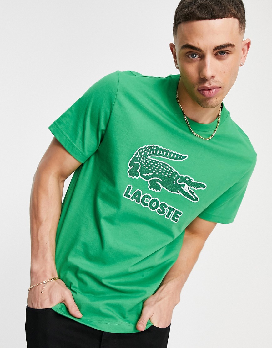Lacoste smashed croc chest logo t-shirt in green