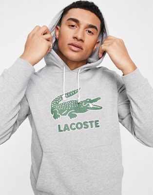 Lacoste smashed croc overhead hoodie in grey