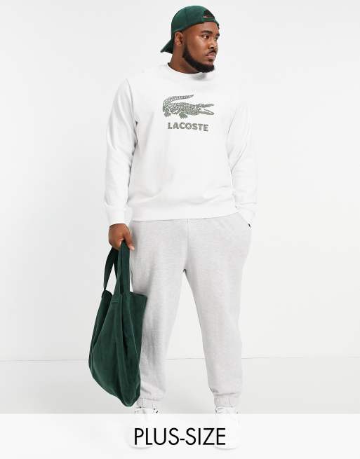 Lacoste - Smashed - Hvid sweatshirt med rund hals og krokodillelogo