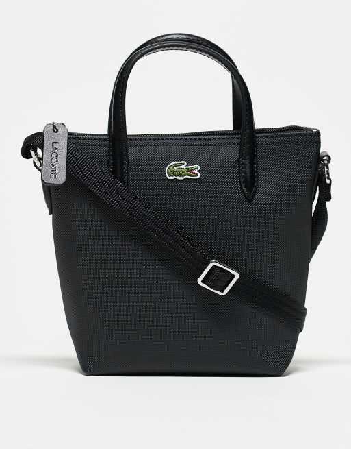Lacoste - Sort crossbody-taske med håndtag øverst i læder
