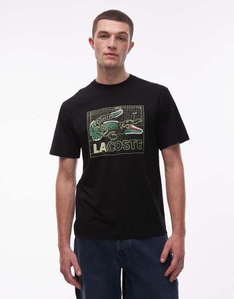 Lacoste - Sort T-shirt med krokodillegrafik på brystet - view 1