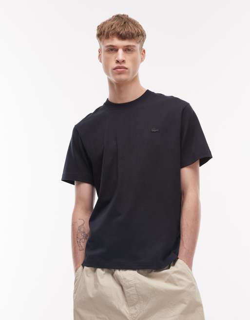Lacoste - Sort T-shirt med tennisbanegrafik på ryggen, 3 af 5