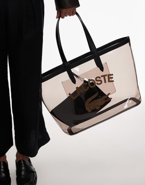 Lacoste - Sort transparent stor shoppertaske og pung i mesh - view 1