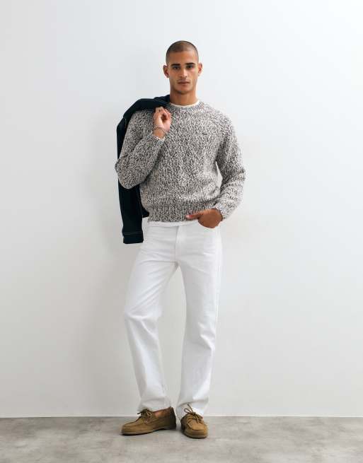 Lacoste speckled knit jumper in cream, 2 of 5