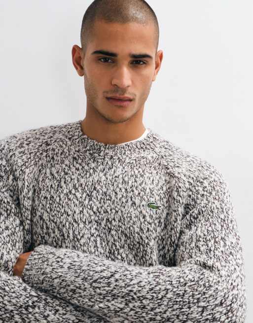 Lacoste speckled knit jumper in cream, 4 of 5