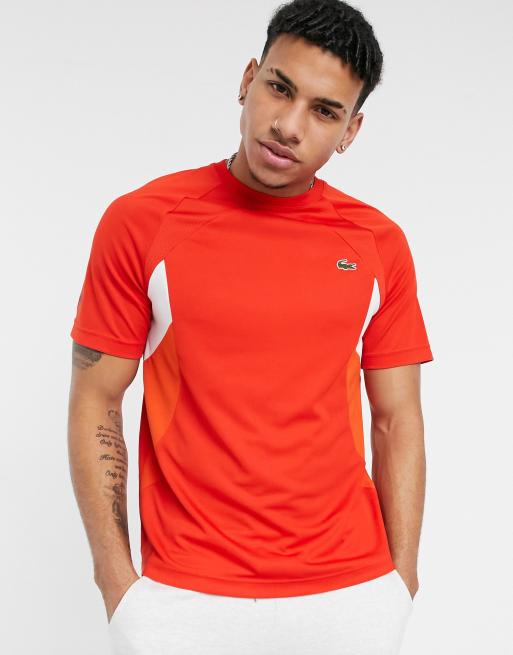 Lacoste Sport Ademend tennis T shirt met kleurvlakken