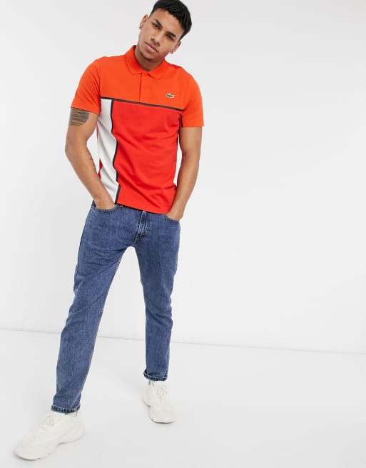 Lacoste Sport Color Block T-Shirt In Orange