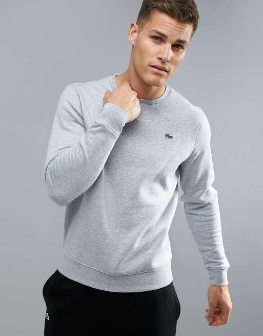 Lacoste Sport Fleece Lined Crew Neck Sweat in Grey