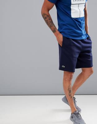 lacoste navy fleece shorts